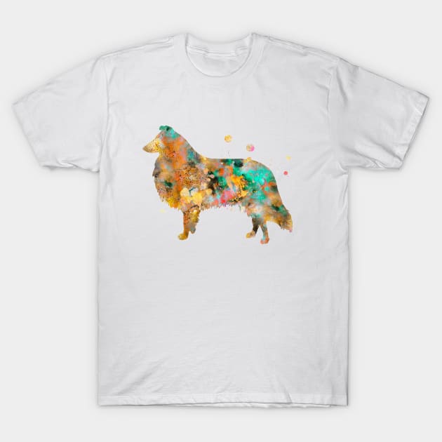 Collie Dog Watercolor Painting T-Shirt by Miao Miao Design